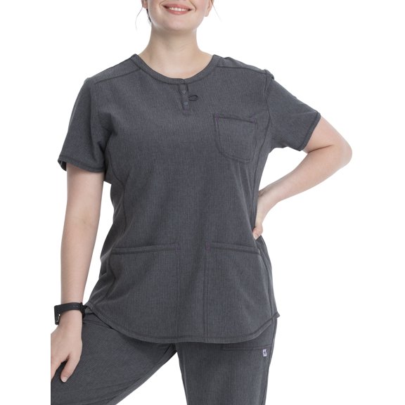 Scrubstar Women's Supreme Stretch Antimicrobial Heather V-Neck Placket Scrub Top WM01T909