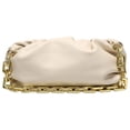 thumbnail image 1 of Women's Chain Pouch Bag | Cloud-Shaped Dumpling Clutch Purse | Ruched Chain Link Shoulder Handbag-White, 1 of 4
