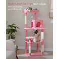 thumbnail image 3 of AEGFKDCat Tree for Large Cats with Metal Plush Big Hammock, 56.3" Cat Tower for Indoor Cats with 2 Door Condo House, 6-Tier Cat Shelves with Scratching Posts and Large Top Perch, Pink, 3 of 7