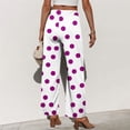 thumbnail image 4 of Petite Wide Leg Pants for Women Summer Palazzo Lounge Pants High Waist Boho Flowy Beach Vacation Trousers,L, 4 of 6