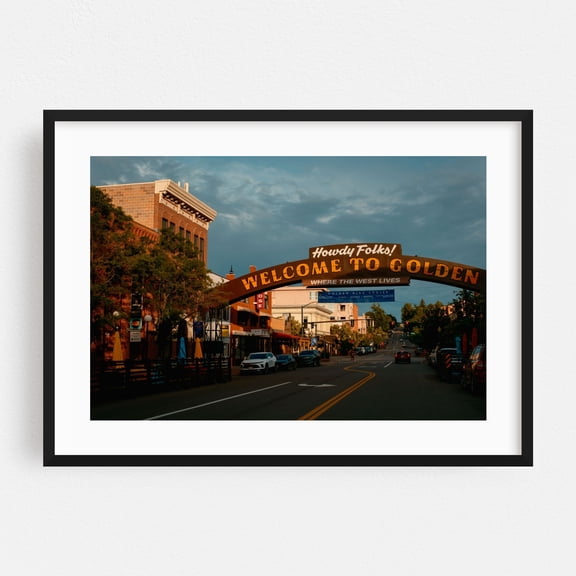 Golden Arch - Golden Colorado Photography City Western Street Photography Architecture Travel Poster Vintage Black Framed Wall Art Print 12 x 18 inches