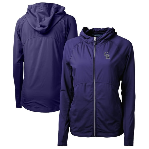 Women's Cutter & Buck Purple Colorado Rockies Adapt Eco Knit Hybrid Recycled Full-Zip Hoodie