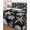 thumbnail image 3 of Quilts Full Size, Starfish Black Coastal Soft Comforter Bedding Set for Bed, Summer Nautical Shell Beach Lightweight Quilted Bedspread with Pillow Cover(2 Pieces) for All Season, 78x90 Inch, 3 of 9