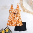 thumbnail image 4 of VBVC Women's 2 Piece Tropical Swimdress Tankini Sets , Ladies' Drawstring Waist Sleeveless Swim Top and Shorts , V Neck Modest Beach Bathing Suit For Women,Orange,S-2XL, 4 of 8