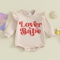 thumbnail image 2 of Bagilaanoe Newborn Baby Girl Valentine's Day Romper Sweatshirt Long Sleeve Bodysuits Letter Print Pullover 3M 6M 9M 12M Infant Casual Tee Tops, 2 of 8