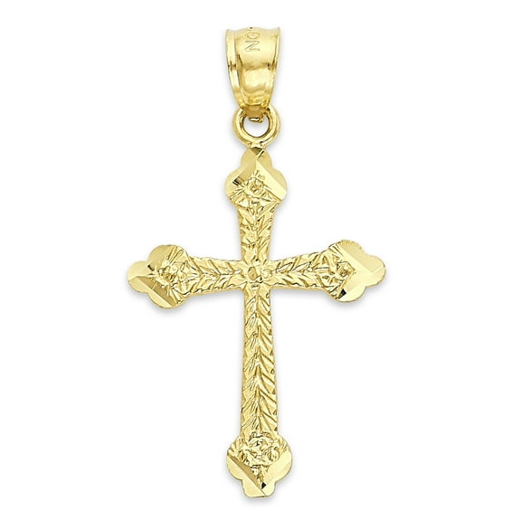 Golden Fire Solid 14k Gold Cross Pendant Necklace - Christian Jewelry Gifts for Women