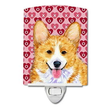 Corgi Hearts Love and Valentine's Day Ceramic Night Light