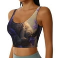 thumbnail image 2 of Pofeuu Purple Flower Lazy Cat Print Sports Bra for Women Sexy Vest Yoga Running Gym Fitness Crop Bras Tops-Small, 2 of 8