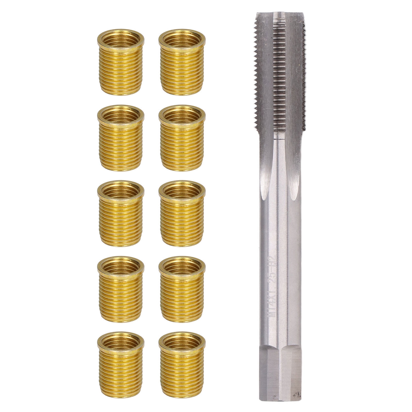 Spark Plug Thread Repair Tools High Speed Steel Tap Spark Plug with M12x1.25 Inserts and M14x1.25 Tap Kit for Automotive Engine Repair 