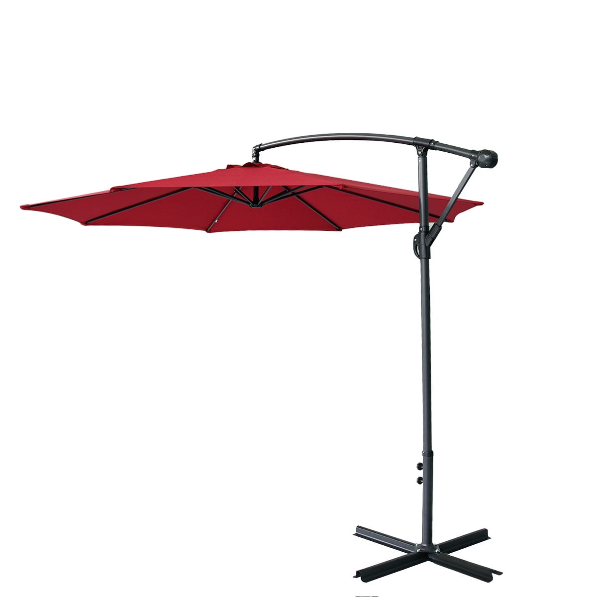 Lowestbest Patio Umbrella Offset Hanging Umbrella Outdoor Market Umbrella, Red