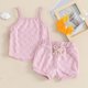 thumbnail image 2 of Odeerbi 6M-4Y Conjunto de Verano Para Niñas Camisola de Algodón A Cuadros Tops Pantalón Corto Conjunto de Dos Piezas Tirantes, 2 of 7