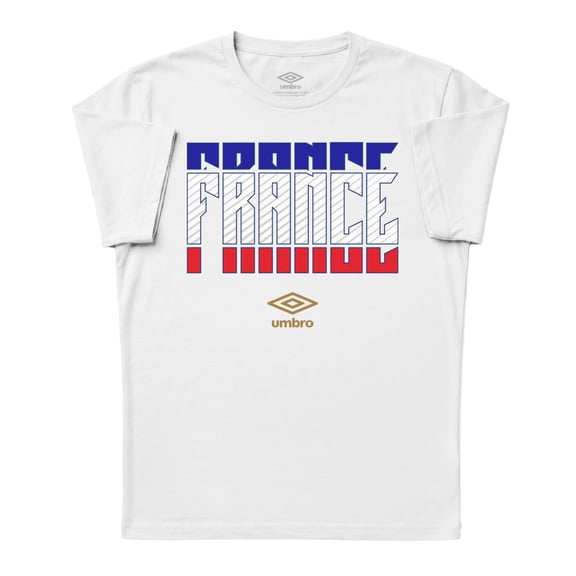 Umbro Men's France Stacked Soccer T Shirt (White, S-XXXL)