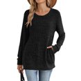 thumbnail image 5 of Otntypg Sweters for Women Dressy Casual Long Sleeve Ribbed Knitted Sweater Tops Lightweight Crewneck Tunic Shirts Loose 2025 Fall Outfits Clothes with Pocket Black L, 5 of 9