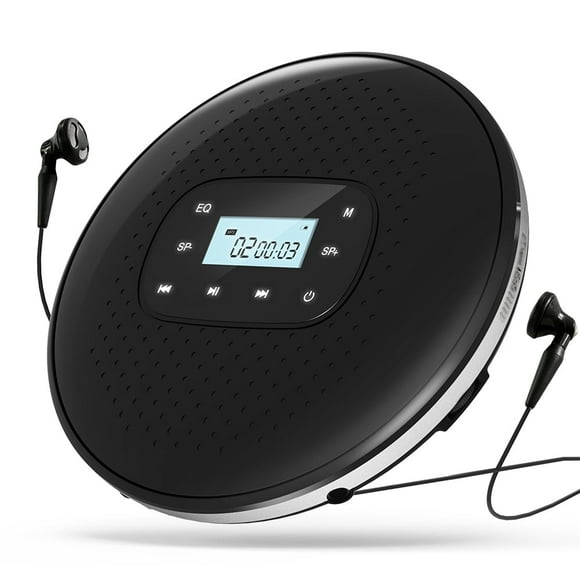 ELEPEX Portable CD player, CD repeater with headphones, LCD display, high-fidelity stereo CD player, long-lasting battery life for Car Home
