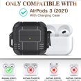 thumbnail image 2 of Airpods 3 Case Cover with Carabiner, [Secure Lock ] ?Armor Airpod 3 Generation Case Cover Hard Shell Protective Shockproof Case Men for Apple Airpods 3rd Gen Case - Black, 2 of 6