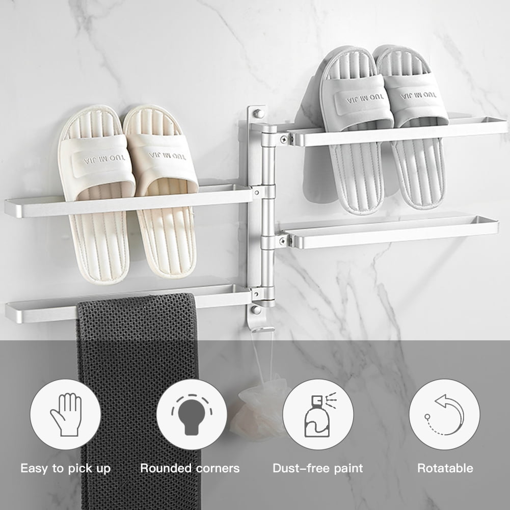 Private Jungle Towel Bar for Bathrooms with Swing Out Arms, Wall Mounted Towel Racks with Hooks for Bathroom(Silver,4 Arm)