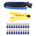 thumbnail image 1 of Pelacables Alicates de prensado Pelacables Juego de herramientas de crimpado de cables con 20 piezas Conector F para cable coaxial RG59 RG6, 1 of 8