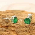 thumbnail image 4 of Dazzlelane 6.5X6.5mm Heart Shape Simulated Green Emerald Prong Set Solitaire Stud Earrings with Push Back in 10K Solid White Gold Jewelry Gifts for Womens, 4 of 5