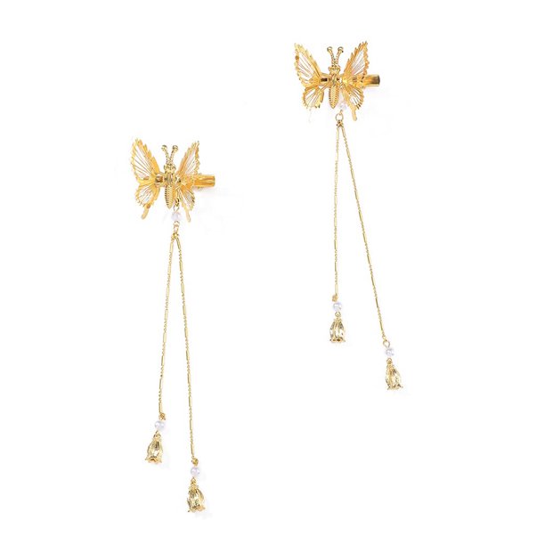 Jumpingount Paquete de 2 horquillas con borlas, pinzas para el pelo voladoras móviles, accesorios para peinados Accesorio para el cabello Oro Jumpingount AP011182-01B