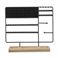 thumbnail image 1 of Multifunction Jewelry Wood Base Ring Storage Box Earring Rack Black, 1 of 5