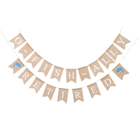 MasteelfCA FISH ALLY RETIRED Relaxation Party Bunting Banner Burlap Hanging Garland Decoration Retirement Party Supplies