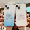 thumbnail image 4 of Dteck Case for Apple iPhone 13,Camera Lens Protection Luxury Gradient Color Transparent Back with Bow Tie PC Phone Case for Women Girl,Green, 4 of 9