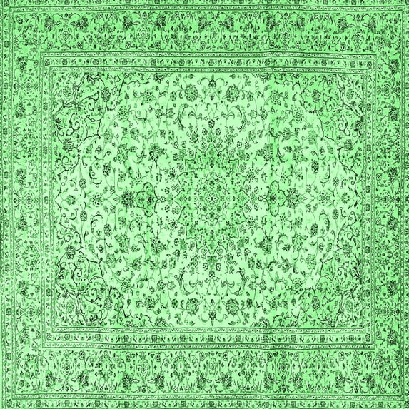Ahgly Company Indoor Square Medallion Emerald Green Traditional Area Rugs, 5' Square