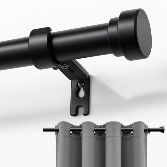 Barra de cortina Joydeco negra ajustable 40-300 cm de aluminio