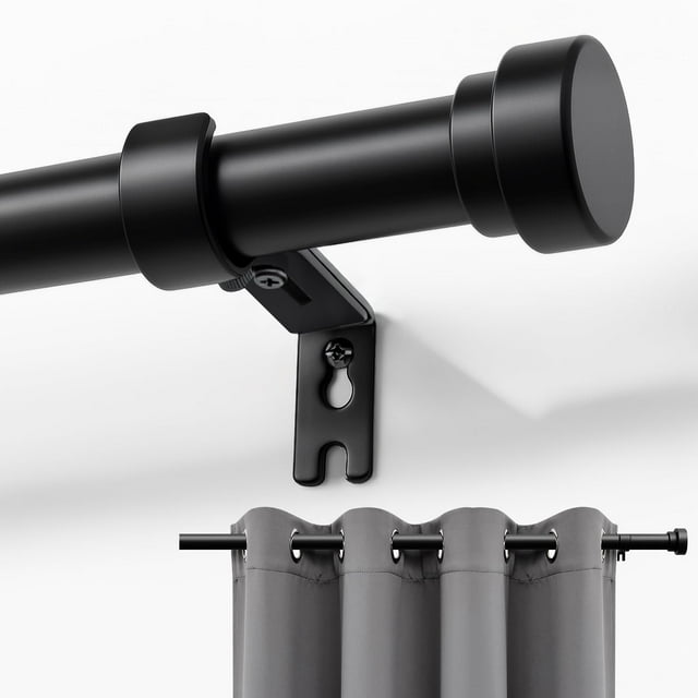 Barra de cortina Joydeco negra, 80-120 cm, ajustable, aluminio