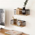thumbnail image 5 of Small Metal Wire Storage Basket in Farmhouse Storage Organizer with Wooden Bottom for Kitchen., 5 of 5