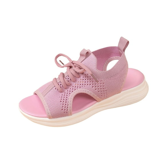 Hopeusnice Sandals for Women Thick-Soled Platform Heel Breathable Soft Non-Slip Nylon Spandex Materials Summer And Fall Shoes Trendy Peep-Toe Sandals Women's Sandals Lightweight Walking Shoes Pink 40
