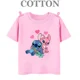 thumbnail image 3 of Camiseta de algodón con estampado de Anime Kawaii Stitch para niños, camisetas de verano para niños, camisetas casuales de manga corta con múltiples dibujos animados para niñas, 3 of 5