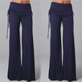thumbnail image 3 of Manxivoo Women's Pants Womens Casual Loose Low Waisted Wide Leg Pants Drawstring Elastic Waist Straight Leg Trousers Womens Sweatpants Dark Blue XXXL, 3 of 4