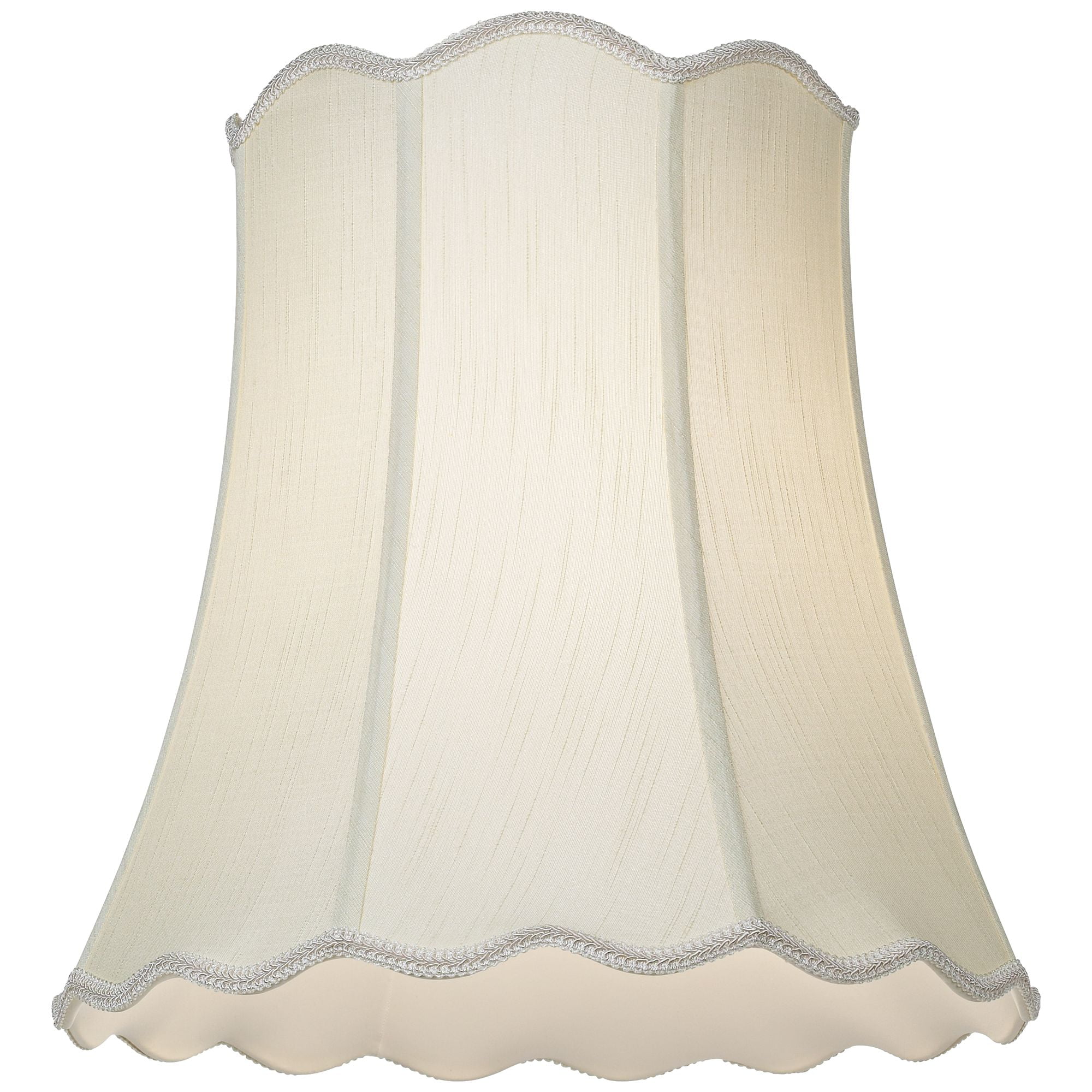 Imperial Shade Set of 2 Scallop Bell Lamp Shades Cream White Large 12" Top x 18" Bottom x 17.5" High Spider Harp Finial Fitting