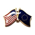 thumbnail image 4 of Box of 12 European Union & US Crossed Flag Lapel Pins, EU & American Double Friendship Tie & Hat Pin Badges, 4 of 4