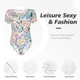 thumbnail image 6 of Uemuo Back To School Pattern Women's One Piece Short Sleeve Swimsuit Rash Guard Surfing Modest Quick-drying Swimsuit Beach Essentials-Small, 6 of 9