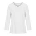 thumbnail image 4 of Shirts for Women Crew Neck Solid Color Long Sleeve Pullover Casual Loose Long Sweatshirt Blouse Ladies Fall Tops, 4 of 5