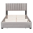 thumbnail image 5 of Queen Size Platform Bed with Underbed Drawer,Upholstered Bed Frame with Vertical Channel Tufted Headboard and Footboard,Mattress Foundation,Wood Slat Support, No Box Spring Needed, 5 of 7