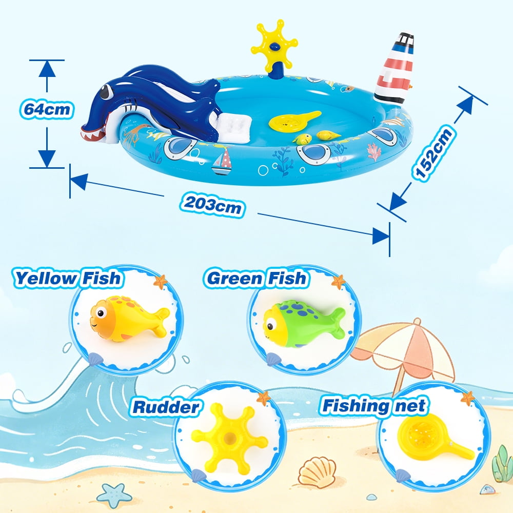 Inflatable Pool, 80'' x 60'' x 25'' Sprinkler Swimming Pool, Kids Spray Pool, Outdoor Water Play Game for Yard & Garden, Portable Above Ground Summer Playset