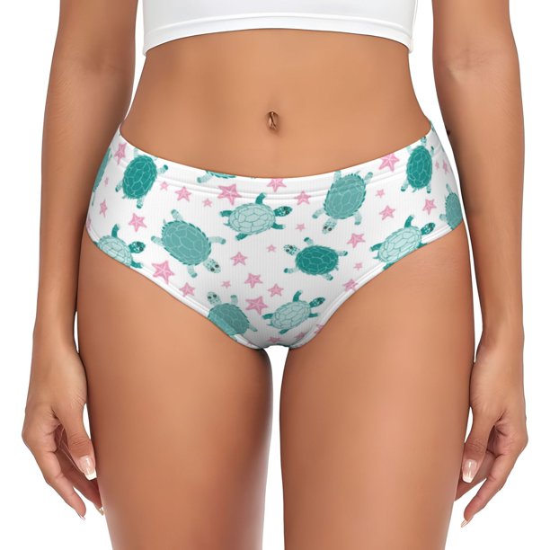 Fotbe Sea Turtle Calzones Estampados para Mujer – Ropa Interior de Algodón, Cómoda, Suave y Elástica-Large