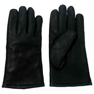 Coach Men's Black Leather Tech Gloves, Wool Lined, Large, Formal