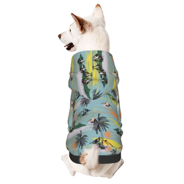 Fotbe Hawaiian Style Sudadera con Estampado para Perros Pequeños – Suéter con Capucha para Mascotas, Tela Suave de Forro Polar con Bolsillo-Small