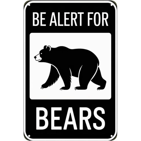 Bear Alert Warning Metal Sign Tin Signs Aluminum Sign for Outdoors Use Yard Farm Fence Home Wall Decor 8x12 inch