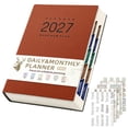 thumbnail image 2 of 2027 Daily Monthly Planner, Leather Cover Business Planner Notebook with Planning Stickers, Time Management Agenda Organizer with Daily Schedule Pages for Office Work Students Study, C, 2 of 5