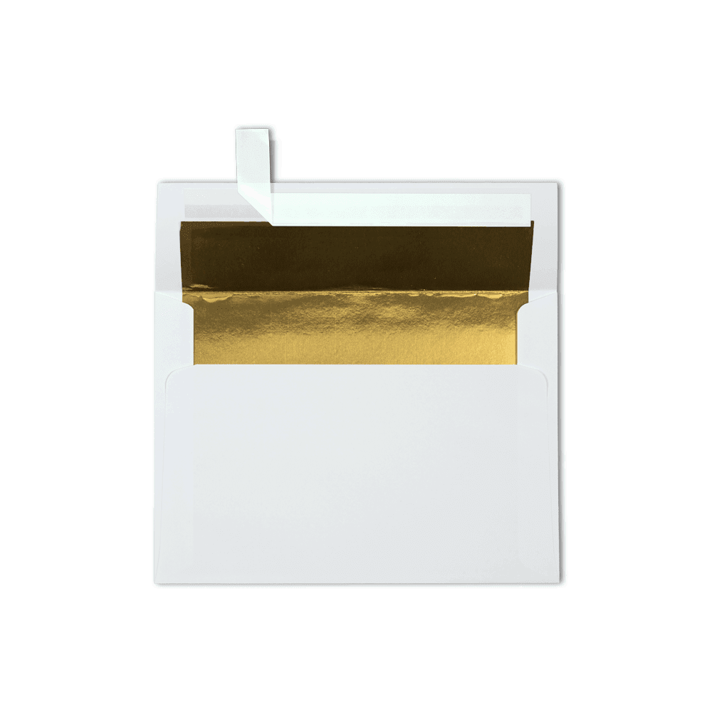 LUXPaper A7 Foil Lined Envelopes, 5 1/4 x 7 1/4, Peel & Press, 60 lb. White w/ Gold Lining, 50
