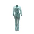 thumbnail image 4 of Seyurigaoka 2Pcs Women Office Slim Fit Suit, Plus Size Solid Color Blazer + Work Pants Set, 4 of 8