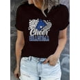 thumbnail image 1 of Camiseta De Verano MujerCheer Grandma Polyester T-Shirt for Women - Casual Geometric Pattern with Heart and Milk Tea Design, Knit Fabric, Medium Stretch, All-Season Comfort, Round Neck Short Sleeve, 1 of 7