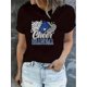 thumbnail image 1 of Camiseta de algodón "Cheer Grandma" para mujer: estampado geométrico informal con diseño de corazón y té con leche, tejido de punto, elasticidad media, comodidad para todo el año, cuello redondo, mang, 1 of 7