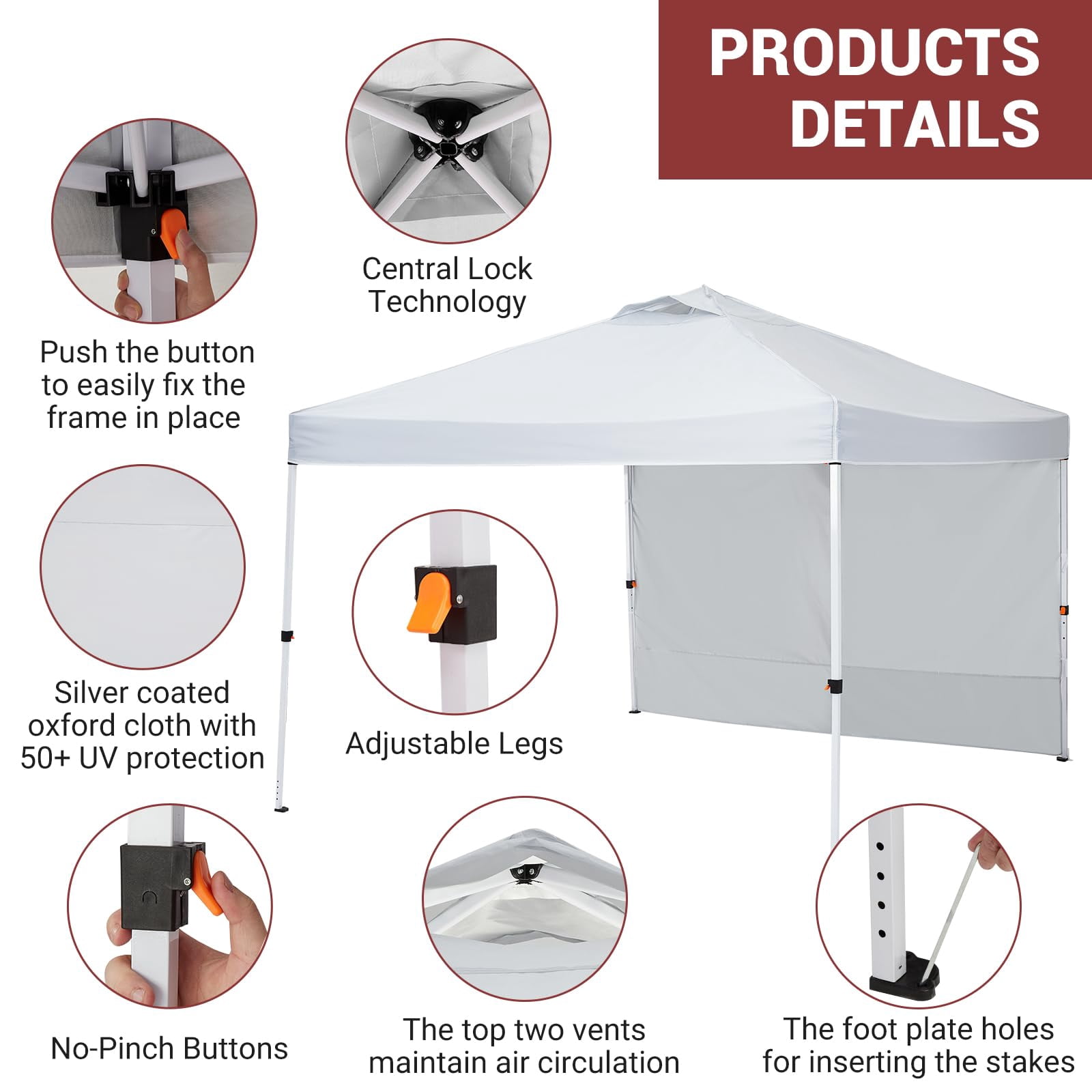 Huisuilinss Pop Up Canopy Tent,8/10FT Beach Tent,Commercial Outdoor Sun Shade,Waterproof Screen Tent,Portable Gazebo With Mesh Mosquito Netting/Side Walls For Events arties Camping Garden Outdoor