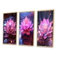 thumbnail image 3 of Designart "Radiant Pink Lotus Blossoming II" Lotus Framed Wall Art Set Of 3 - Pink Modern Frame Gallery Set For Office Decor, 3 of 6